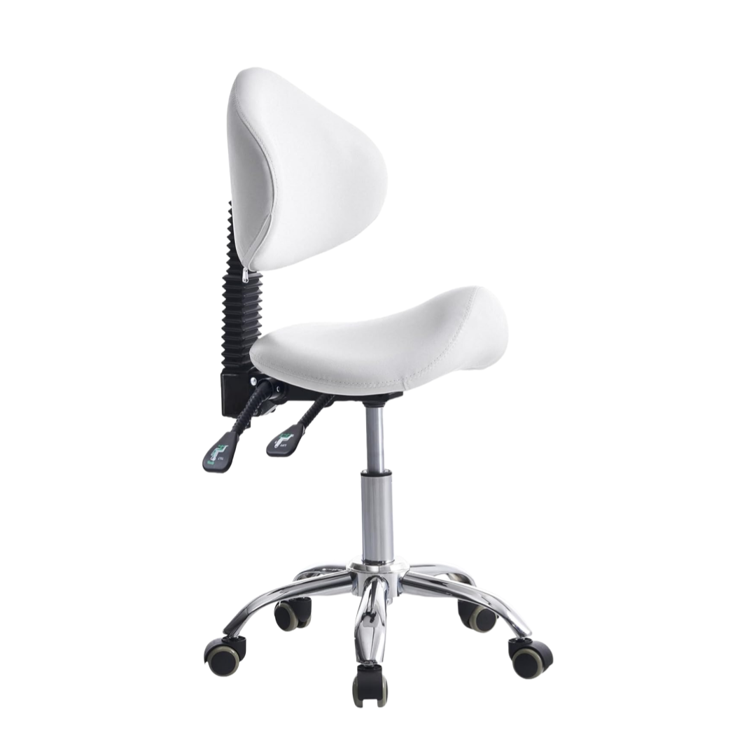 Office Tech Chair - Kursi Saddle Stool Beroda Dengan Sandaran,