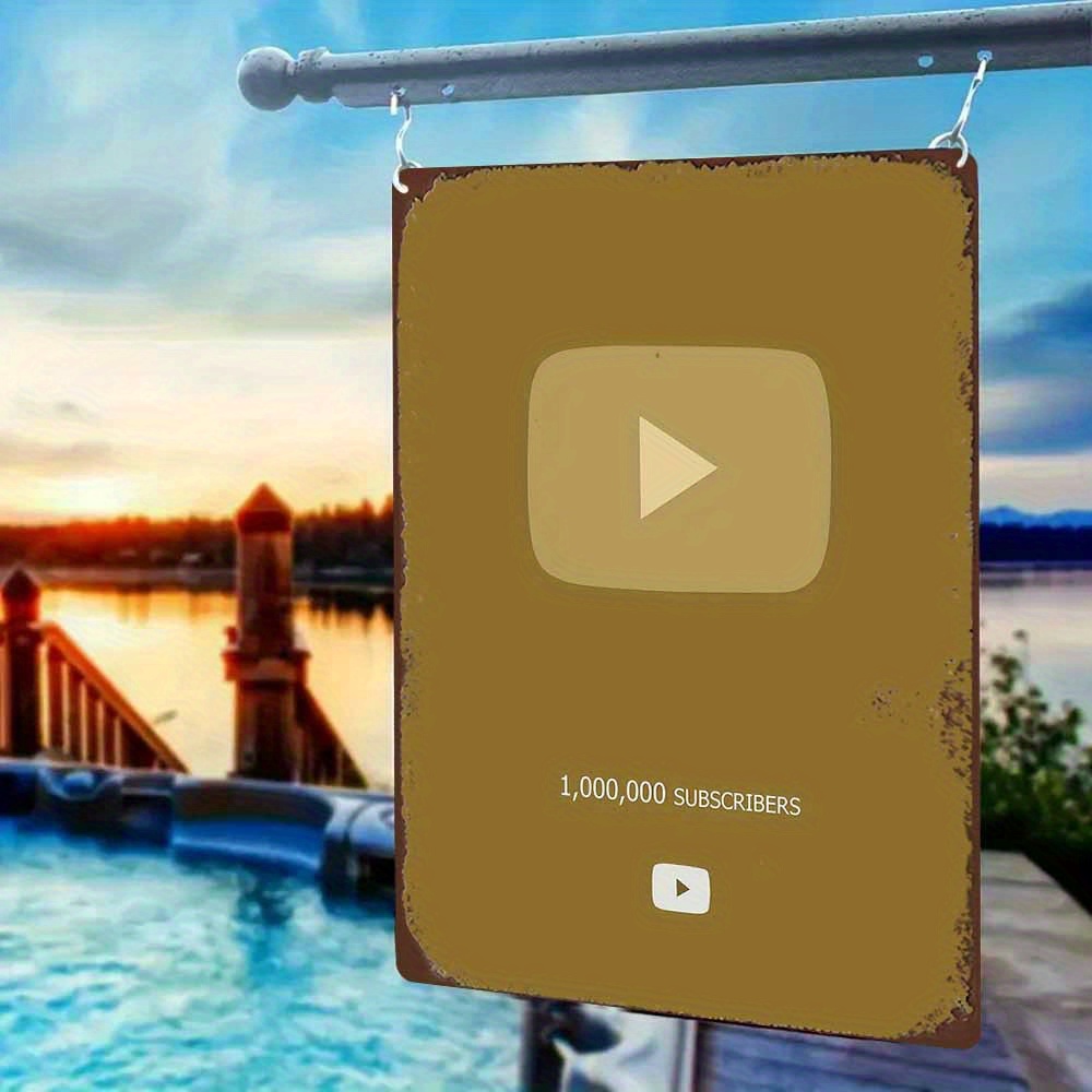 Retro Metal Sign 2D Flat YouTu - Office Youtuber ulasan dan harga